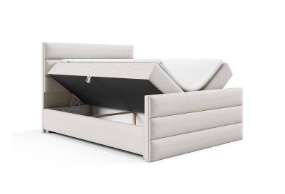 Łóżko 140x200 z tapicerowanym wysokim przodem i zagłówkiem K-1