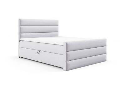 Łóżko 200x200 z tapicerowanym wysokim przodem i zagłówkiem K-1