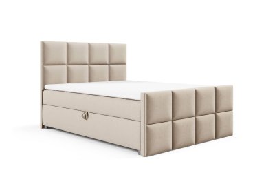 Łóżko 140x200 z tapicerowanym wysokim przodem i zagłówkiem K-2