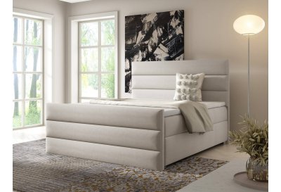 Zestaw łóżko kontynentalne z tapicerowanym przodem 180x200 K-1 z topperem