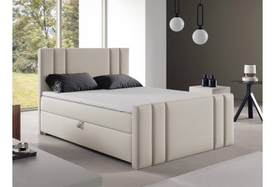 Zestaw łóżko tapicerowane z wysokim przodkiem 160x200 K-8 z topperem