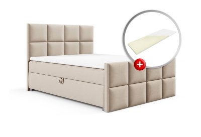 Zestaw łóżko kontynentalne z tapicerowanym przodem 160x200 K-2 z topperem