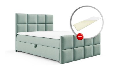 Zestaw łóżko kontynentalne z tapicerowanym przodem 180x200 K-2 z topperem