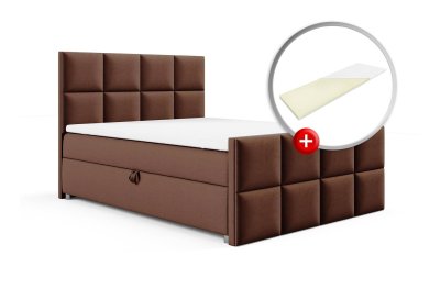 Zestaw łóżko kontynentalne z tapicerowanym przodem 200x200 K-2 z topperem