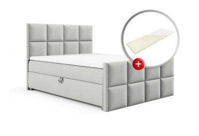 Zestaw łóżko kontynentalne z tapicerowanym przodem 140x200 K-2 z topperem