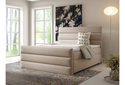 Łóżko kontynentalne z wysokim tapicerowanym przodem i zagłówkiem K-1