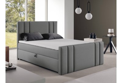 Łóżko kontynentalne z wysokim tapicerowanym przodem i zagłówkiem K-8