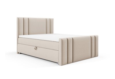 Łóżko kontynentalne z wysokim tapicerowanym przodem i zagłówkiem K-8