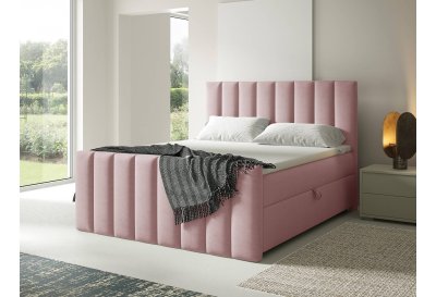 Łóżko kontynentalne z przeszywanym zagłówkiem i wysokim frontem K-10