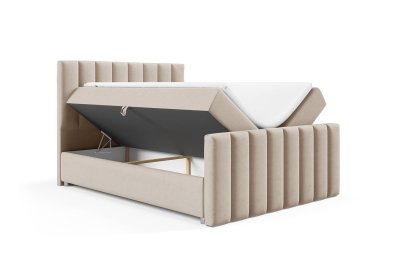 Łóżko kontynentalne z przeszywanym zagłówkiem i wysokim frontem K-10