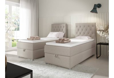 Zestaw łóżko kontynentalne chesterfield z topperem SINGIEL 80x200