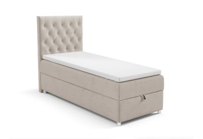 Zestaw łóżko kontynentalne chesterfield z topperem SINGIEL 100x200