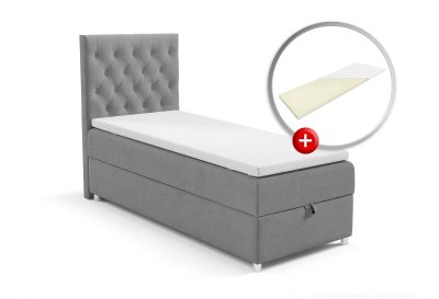 Zestaw łóżko kontynentalne chesterfield z topperem SINGIEL 70x200