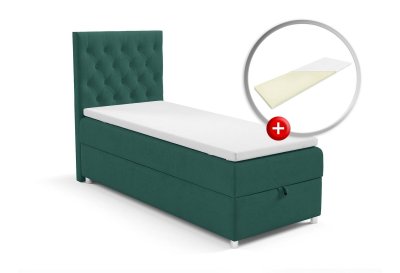 Zestaw łóżko kontynentalne chesterfield z topperem SINGIEL 80x200