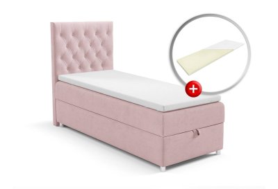 Zestaw łóżko kontynentalne chesterfield z topperem SINGIEL 90x200