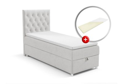 Zestaw łóżko kontynentalne chesterfield z topperem SINGIEL 100x200