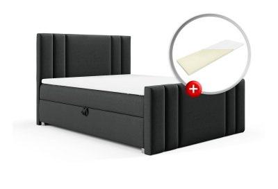 Zestaw łóżko tapicerowane z wysokim przodkiem 140x200 K-8 z topperem