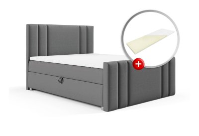 Zestaw łóżko tapicerowane z wysokim przodkiem 160x200 K-8 z topperem