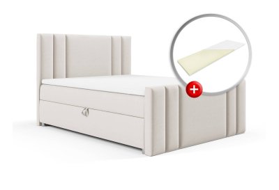 Zestaw łóżko tapicerowane z wysokim przodkiem 180x200 K-8 z topperem