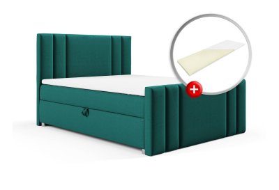 Zestaw łóżko tapicerowane z wysokim przodkiem 200x200 K-8 z topperem