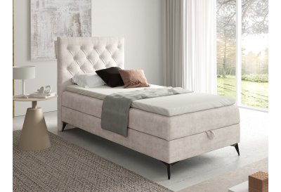 Łóżko kontynentalne na czarnych metalowych nogach CHESTERFIELD 70x200