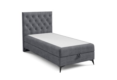 Łóżko kontynentalne na czarnych metalowych nogach CHESTERFIELD 70x200