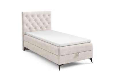 Łóżko kontynentalne na czarnych metalowych nogach CHESTERFIELD 80x200