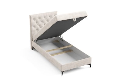 Łóżko kontynentalne na czarnych metalowych nogach CHESTERFIELD 90x200