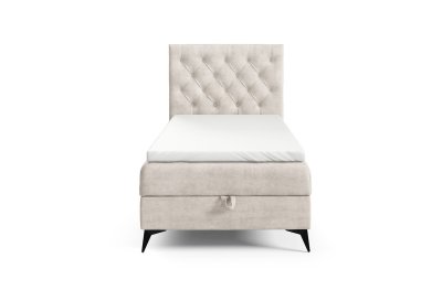 Łóżko kontynentalne na czarnych metalowych nogach CHESTERFIELD 100x200