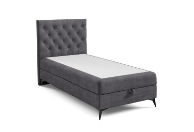 Łóżko kontynentalne na czarnych metalowych nogach CHESTERFIELD 100x200