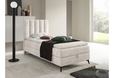 Jednoosobowe łóżko na czarnych metalowych nogach K-10 SLIM 100x200