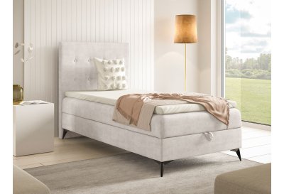 Pojedyncze łóżko na czarnych metalowych nogach K-15 SLIM 70x200