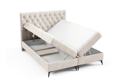 Łóżko 140x200 z pikowanym zagłówkiem K-18 SLIM na metalowych nogach