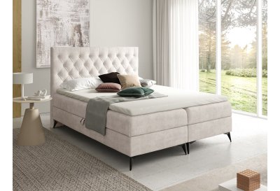 Łóżko 200x200 z pikowanym zagłówkiem K-18 SLIM na metalowych nogach