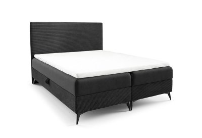 Podwójne łóżko na czarnych metalowych nogach POSO SLIM 140x200