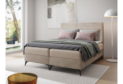 Podwójne łóżko na czarnych metalowych nogach POSO SLIM 160x200