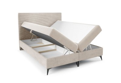 Podwójne łóżko na czarnych metalowych nogach POSO SLIM 180x200