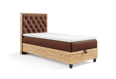 Łóżko kontynentalne z wezgłowiem w stylu chesterfield 80x200