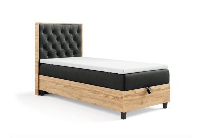 Łóżko kontynentalne z wezgłowiem w stylu chesterfield 100x200