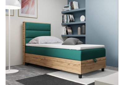 Pojedyncze łóżko kontynentalne K-1 z płytą dąb wotan