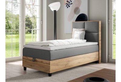 Pojedyncze łóżko kontynentalne K-2 z płytą dąb wotan