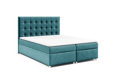 Łóżko kontynentalne 200x200 z pikowanym wezgłowiem chesterfield K-9