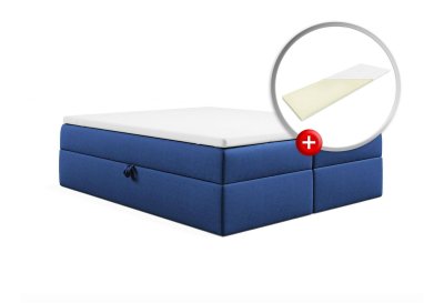 Zestaw podwójne łóżko kontynentalne bez zagłówka z topperem 140x200