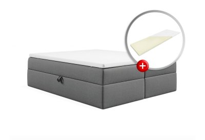 Zestaw podwójne łóżko kontynentalne bez zagłówka z topperem 160x200