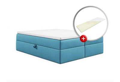 Zestaw podwójne łóżko kontynentalne bez zagłówka z topperem 180x200