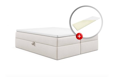 Zestaw podwójne łóżko kontynentalne bez zagłówka z topperem 200x200