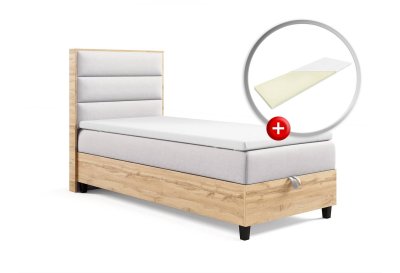 Zestaw Łóżko kontynentalne z płytą oraz topperem K-1 SINGIEL 100x200