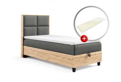 Zestaw Łóżko kontynentalne z płytą i topperem K-2 SINGIEL 70x200