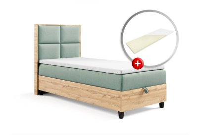 Zestaw Łóżko kontynentalne z płytą i topperem K-2 SINGIEL 80x200