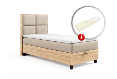 Zestaw Łóżko kontynentalne z płytą i topperem K-2 SINGIEL 90x200